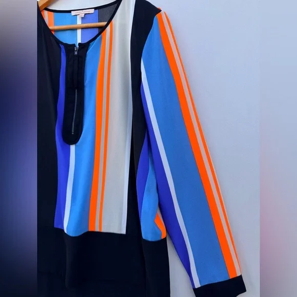 Gibson NWT Multicolor Striped‎ Blouse size L - Picture 4 of 13
